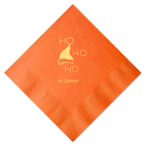 The Santa's Hat Ho Ho Ho Napkin is a festive and fun napkin. Bring a personalized touch by personalizing this napkin with your family name. This unique party accessory is sure to will add whimsy and cheer to your holiday celebrations or Christmas party. 