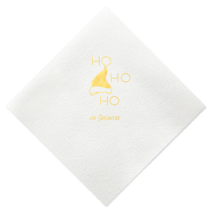 The Santa's Hat Ho Ho Ho Napkin is a festive and fun napkin. Bring a personalized touch by personalizing this napkin with your family name. This unique party accessory is sure to will add whimsy and cheer to your holiday celebrations or Christmas party. 