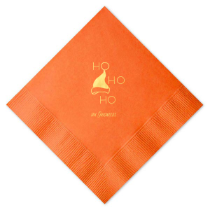 The Santa's Hat Ho Ho Ho Napkin is a festive and fun napkin. Bring a personalized touch by personalizing this napkin with your family name. This unique party accessory is sure to will add whimsy and cheer to your holiday celebrations or Christmas party. 