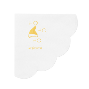 The Santa's Hat Ho Ho Ho Napkin is a festive and fun napkin. Bring a personalized touch by personalizing this napkin with your family name. This unique party accessory is sure to will add whimsy and cheer to your holiday celebrations or Christmas party. 