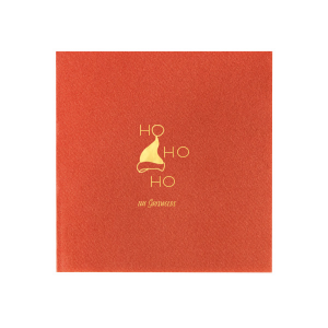 The Santa's Hat Ho Ho Ho Napkin is a festive and fun napkin. Bring a personalized touch by personalizing this napkin with your family name. This unique party accessory is sure to will add whimsy and cheer to your holiday celebrations or Christmas party. 