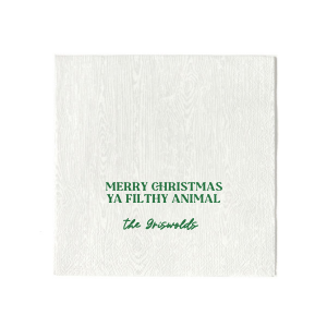 Get your guests giggling with these hilariously irreverent 'Merry Christmas Ya Filthy Animal' napkins. With a bold and sassy design, these napkins are sure to add a dose of festive fun to your holiday table. Whether you're hosting a Christmas dinner or a holiday party, these napkins will bring some much-needed humor to the occasion!