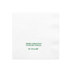 Get your guests giggling with these hilariously irreverent 'Merry Christmas Ya Filthy Animal' napkins. With a bold and sassy design, these napkins are sure to add a dose of festive fun to your holiday table. Whether you're hosting a Christmas dinner or a holiday party, these napkins will bring some much-needed humor to the occasion!