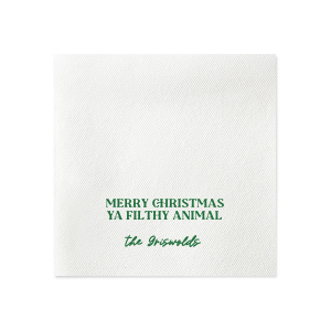 Get your guests giggling with these hilariously irreverent 'Merry Christmas Ya Filthy Animal' napkins. With a bold and sassy design, these napkins are sure to add a dose of festive fun to your holiday table. Whether you're hosting a Christmas dinner or a holiday party, these napkins will bring some much-needed humor to the occasion!