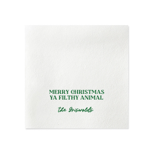 Get your guests giggling with these hilariously irreverent 'Merry Christmas Ya Filthy Animal' napkins. With a bold and sassy design, these napkins are sure to add a dose of festive fun to your holiday table. Whether you're hosting a Christmas dinner or a holiday party, these napkins will bring some much-needed humor to the occasion!