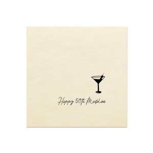 The Martini Glass Script Birthday Napkin features playful script lettering and a sleek glass martini glass illustration for a festive tabletop accent. Choose it to elevate party settings with a toast-ready detail guests notice. Great for birthday toasts!