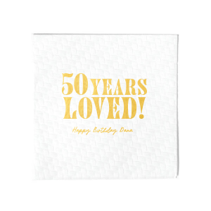 Our Many Years loved napkins are a special way to celebrate a milestone birthday. They feature a simple yet elegant design with a heartfelt message. Perfect for any birthday party, they will add a touch of love and warmth to your celebrations.
