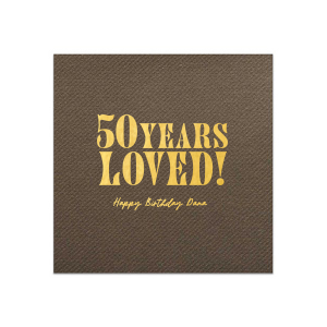 Our Many Years loved napkins are a special way to celebrate a milestone birthday. They feature a simple yet elegant design with a heartfelt message. Perfect for any birthday party, they will add a touch of love and warmth to your celebrations.