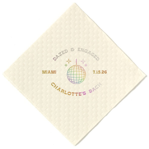The Dazed And Engaged Bachelorette Disco Ball Napkin is a glitzy and glamorous addition to any bachelorette party. Whether you're hosting a small get-together or a large celebration, this is the perfect way to elevate your party decor and bring some sparkle to the festivities.