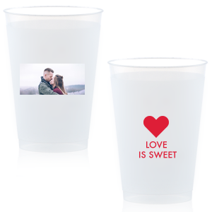 ForYourParty's chic Matte Lipstick Red Ink Custom Photo 16 oz Frost Flex Cup with Matte Lipstick Red Ink Digital Print Colors has a Solid Heart graphic and is good for use in Wedding, Hearts, Anniversary themed parties and will impress guests like no other. Make this party unforgettable.