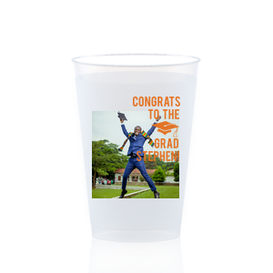 Our beautiful custom Matte Black Ink Custom Photo 16 oz Frost Flex Cup with Matte Black Ink Digital Print Colors has a Cap graphic and is good for use in Graduation themed parties and will impress guests like no other. Make this party unforgettable.