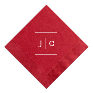 Embrace modern elegance with the Contemporary Frames Initial Napkin, a minimalist masterpiece. This design features the couple's initials encased in a sleek square frame, divided by a crisp horizontal line, offering a chic and sophisticated touch to any setting.