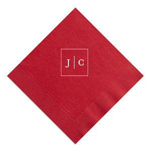 Embrace modern elegance with the Contemporary Frames Initial Napkin, a minimalist masterpiece. This design features the couple's initials encased in a sleek square frame, divided by a crisp horizontal line, offering a chic and sophisticated touch to any setting.