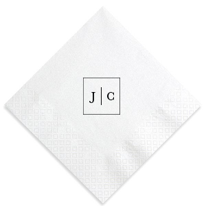 Embrace modern elegance with the Contemporary Frames Initial Napkin, a minimalist masterpiece. This design features the couple's initials encased in a sleek square frame, divided by a crisp horizontal line, offering a chic and sophisticated touch to any setting.