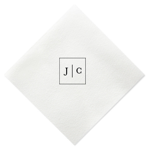 Embrace modern elegance with the Contemporary Frames Initial Napkin, a minimalist masterpiece. This design features the couple's initials encased in a sleek square frame, divided by a crisp horizontal line, offering a chic and sophisticated touch to any setting.