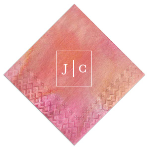 Embrace modern elegance with the Contemporary Frames Initial Napkin, a minimalist masterpiece. This design features the couple's initials encased in a sleek square frame, divided by a crisp horizontal line, offering a chic and sophisticated touch to any setting.