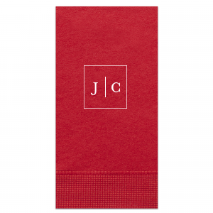 Embrace modern elegance with the Contemporary Frames Initial Napkin, a minimalist masterpiece. This design features the couple's initials encased in a sleek square frame, divided by a crisp horizontal line, offering a chic and sophisticated touch to any setting.
