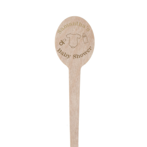 The Baby Shower Bliss Stir Stick is adorned with endearing graphics of a onesie, pacifier, and bottle, capturing the essence of welcoming new life. This drink accessory also allows you to add the name of the mother-to-be. It's the perfect finishing touch to celebrate the upcoming arrival and toast to the future. Ideal for adding a personalized and heartwarming element to baby showers.