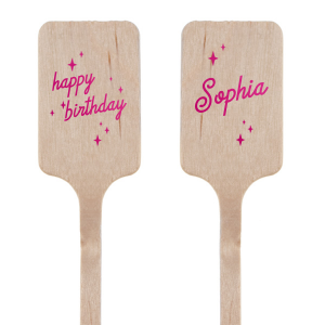 The Stellar Birthday Celebration Stir Stick is the ultimate celebratory accessory for any birthday party, adorned with shimmering star graphics that dance around your name on one side and the festive greeting "Happy Birthday" on the other. Both inscriptions are set in a bold, dynamic typeface that exudes energy and excitement, mirroring the lively spirit of a birthday celebration. This personalized stirrer adds a touch of star-studded fun to your drinks and serves as a fun favor for guests to remember the special day.