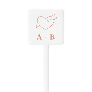 The Love-Strick Sitr Stick captures the essence of romance with a minimal heart pierced by an arrow, symbolizing the timeless connection between you and your partner. Below this tender graphic, personalize the stir stick with both of your initials, presented in a clean, modern style that complements the simplicity of the design. This elegant and understated accessory is perfect for adding a personal touch to any love-filled occasion.