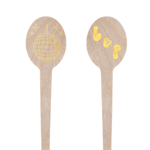 Our Groovy Initials Stir Stick captures the excitement and energy of a night out with a sparkling disco ball graphic on one side, setting the tone for a fun-filled event. On the other side, your initials are showcased in a font that has a retro nod. This personalized stir stick is the perfect addition to any celebration looking to combine romance with the vibrant pulse of the dance floor.