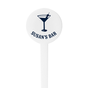 The Martini Glass Home Bar Stir Stick is a fun addition to your home bar! Personalize this stir stick with your name and use at a house warming or birthday party. Featuring a hand drawn martini glass graphic, this will add a trendy touch to your event that your guests will love. 