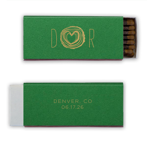 Capture the essence of your growing love with the Tree Heart Matchbox showcasing an expanding tree ring with your initials. This artistic matchbox blooms with creativity, making a bold statement about your bond on your wedding day.