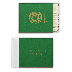 Capture the essence of your growing love with the Tree Heart Matchbox showcasing an expanding tree ring with your initials. This artistic matchbox blooms with creativity, making a bold statement about your bond on your wedding day.