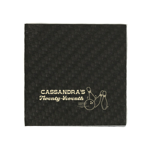 The Bowling Birthday Strike Napkin knocks it out of the park with a stylish depiction of pins and a bowling ball. Customize this striking piece for your event with the honoree's name and age. Ideal for celebrating milestones and creating lasting memories.