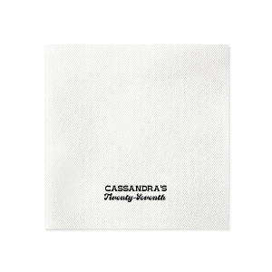 The Bowling Birthday Minimal Napkin showcases personalized text celebrating the name and age of the birthday bowler. Perfect for adding a custom twist to your laneside festivities. Ideal for any bowling enthusiast's birthday celebration.