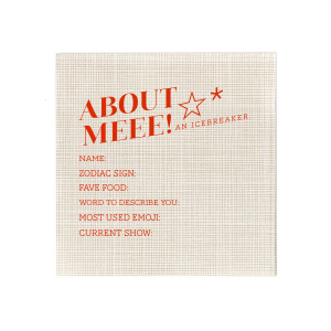 Break the ice with the Starry Intro Icebreaker Game Napkin, topped with a cheerful star graphic. Customize with blanks for guests to share fun facts, from favorite foods to go-to emojis. A sparkling start to any social gathering or event.