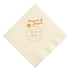 Celebrate your union with a playful twist using the Engagment Ring Tic-Tac-Toe Game Napkin, highlighting an engagement ring themed board. Add a personal touch with the couple's names in a funky, unique style. Ideal for adding fun to any wedding-related festivity.