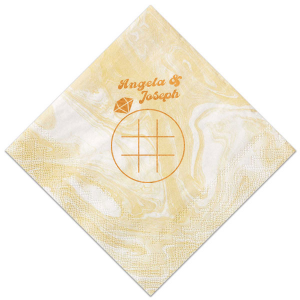 Celebrate your union with a playful twist using the Engagment Ring Tic-Tac-Toe Game Napkin, highlighting an engagement ring themed board. Add a personal touch with the couple's names in a funky, unique style. Ideal for adding fun to any wedding-related festivity.