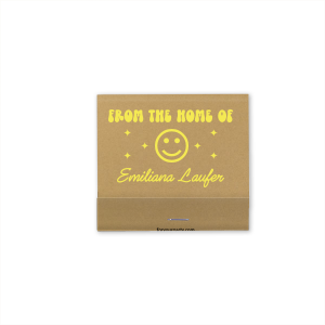 Light up your housewarming with the Starlit Smile Home Matchbox, customizable with your name in elegant script, under 'From the Home of.' Adorned with a smile and star graphic, it's the perfect spark for your housewarming party favor.