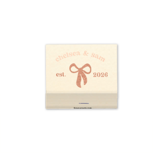 Seal your special date with the Eternal Bond Bow Matchbook, adorned with a romantic bow graphic. Customize with your and your partner's names and the date you were established, creating a spark of nostalgia for your love's beginning.