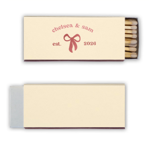 Seal your special date with the Eternal Bond Bow Matchbook, adorned with a romantic bow graphic. Customize with your and your partner's names and the date you were established, creating a spark of nostalgia for your love's beginning.