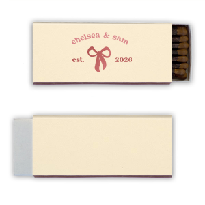 Seal your special date with the Eternal Bond Bow Matchbook, adorned with a romantic bow graphic. Customize with your and your partner's names and the date you were established, creating a spark of nostalgia for your love's beginning.