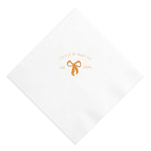 Commemorate the start of your love story with the Eternal Bond Bow Napkin, featuring a modern and trendy bow graphic. Add a personal touch with your names and the date of your union, perfect for celebrating your relationship's milestones.