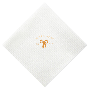 Commemorate the start of your love story with the Eternal Bond Bow Napkin, featuring a modern and trendy bow graphic. Add a personal touch with your names and the date of your union, perfect for celebrating your relationship's milestones.