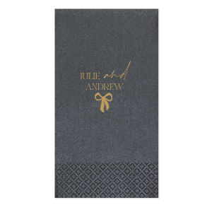 Unite your celebration with the Modern Unity Bow Napkin, showcasing your names linked by a 'and' in bold script, accented with a contemporary bow graphic. A stylish choice for weddings, anniversaries, or elegant couple's events.