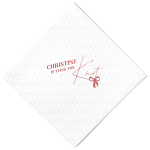 Set the stage for your nuptials with the Bow-tiful Beginnings Wedding Napkin, personalized with your name and the charming phrase "is tying the knot," enhanced by a modern bow graphic. Perfect for adding a personalized touch to your wedding festivities from engagment parties to bachelorette events.