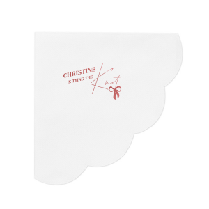 Set the stage for your nuptials with the Bow-tiful Beginnings Wedding Napkin, personalized with your name and the charming phrase "is tying the knot," enhanced by a modern bow graphic. Perfect for adding a personalized touch to your wedding festivities from engagment parties to bachelorette events.