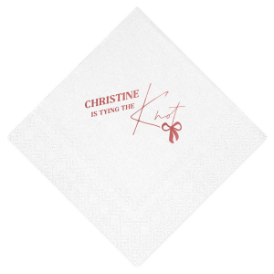 Set the stage for your nuptials with the Bow-tiful Beginnings Wedding Napkin, personalized with your name and the charming phrase "is tying the knot," enhanced by a modern bow graphic. Perfect for adding a personalized touch to your wedding festivities from engagment parties to bachelorette events.