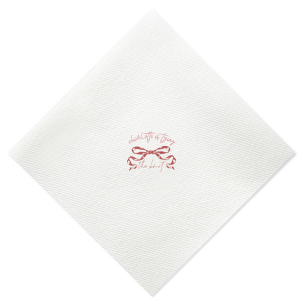 Embrace the romance of your special day with the Tying the Knot Romance Napkin, personalized with your name and the loving phrase "is tying the knot," adorned with a romantic bow graphic. Ideal for adding an elegant, personalized touch to your wedding celebration or bachelorette party.