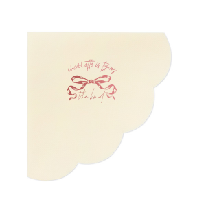 Embrace the romance of your special day with the Tying the Knot Romance Napkin, personalized with your name and the loving phrase "is tying the knot," adorned with a romantic bow graphic. Ideal for adding an elegant, personalized touch to your wedding celebration or bachelorette party.
