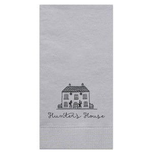 Add a touch of charm to your home with the Whimsy Home Sketch Napkin, featuring a hand-drawn house graphic above your name in a playful script. Perfect for housewarmings or as a delightful addition to your everyday table setting.

Looking to have a sketch made of a specific home?  Email us a picture of the house at customerservice@foryourparty.com and we will reply with a quote for our design services.