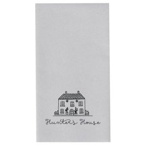 Add a touch of charm to your home with the Whimsy Home Sketch Napkin, featuring a hand-drawn house graphic above your name in a playful script. Perfect for housewarmings or as a delightful addition to your everyday table setting.

Looking to have a sketch made of a specific home?  Email us a picture of the house at customerservice@foryourparty.com and we will reply with a quote for our design services.