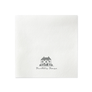 Add a touch of charm to your home with the Whimsy Home Sketch Napkin, featuring a hand-drawn house graphic above your name in a playful script. Perfect for housewarmings or as a delightful addition to your everyday table setting.

Looking to have a sketch made of a specific home?  Email us a picture of the house at customerservice@foryourparty.com and we will reply with a quote for our design services.