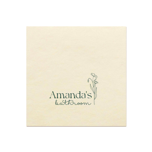 Personalize your powder room with the Blooming Bathroom Script Napkin, adorned with your name beside a beautiful floral graphic. This whimsical script adds a flourish of elegance to your guest bathroom experience.