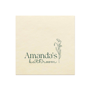 Personalize your powder room with the Blooming Bathroom Script Napkin, adorned with your name beside a beautiful floral graphic. This whimsical script adds a flourish of elegance to your guest bathroom experience.